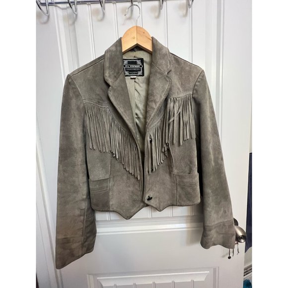 Vintage grey suede fringe jacket - Picture 1 of 5